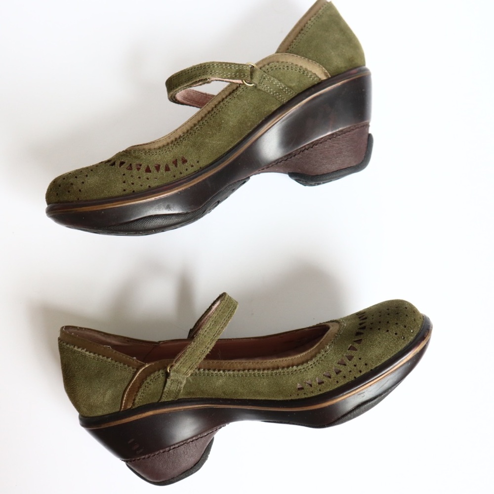 Jambu Olive Green Suede Mary Jane Clogs - Picture 3 of 10